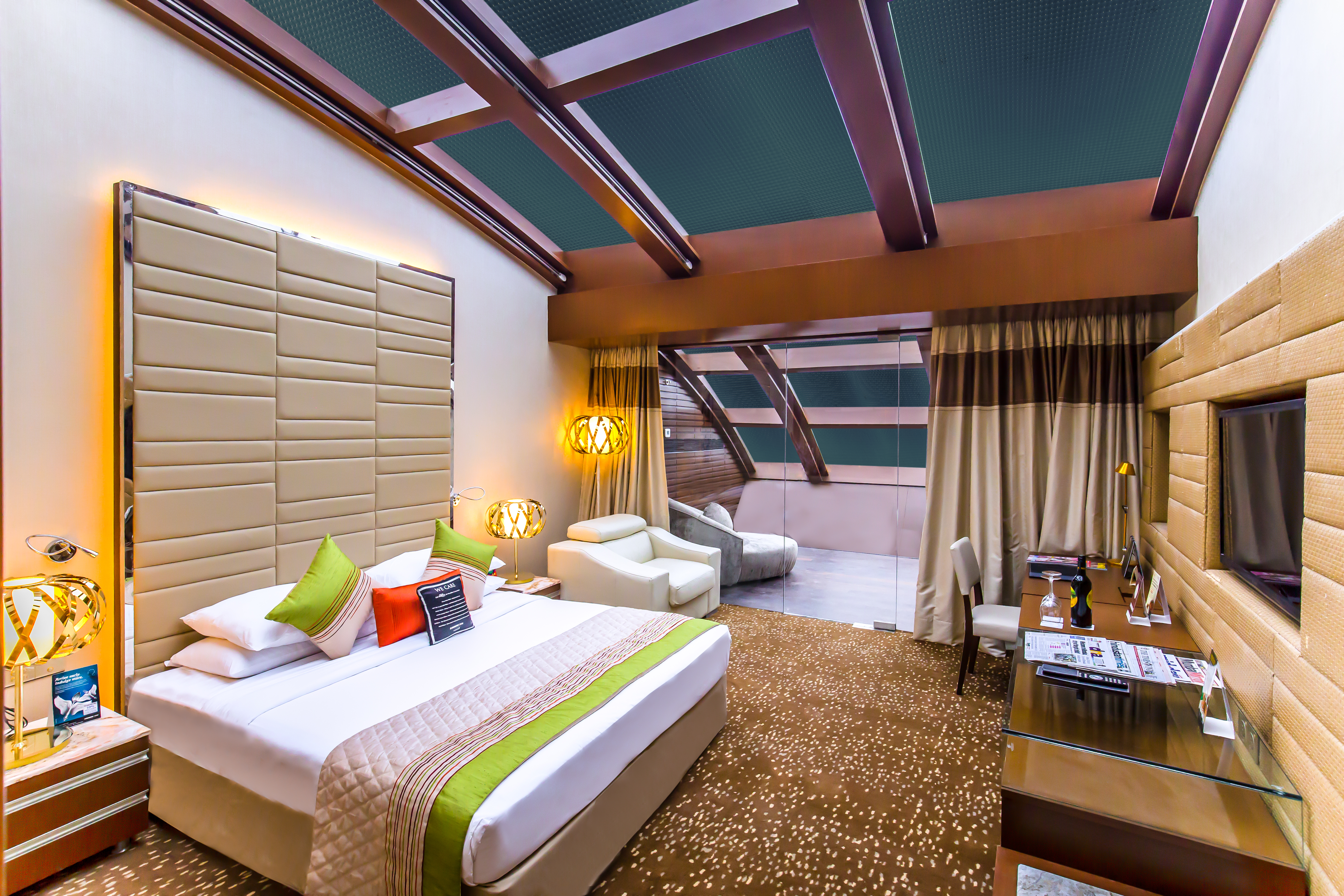 Venus Premier Room at Sahara Star
              hotel near Mumbai airport, featuring king-sized bed,
              spacious balcony, and city views
